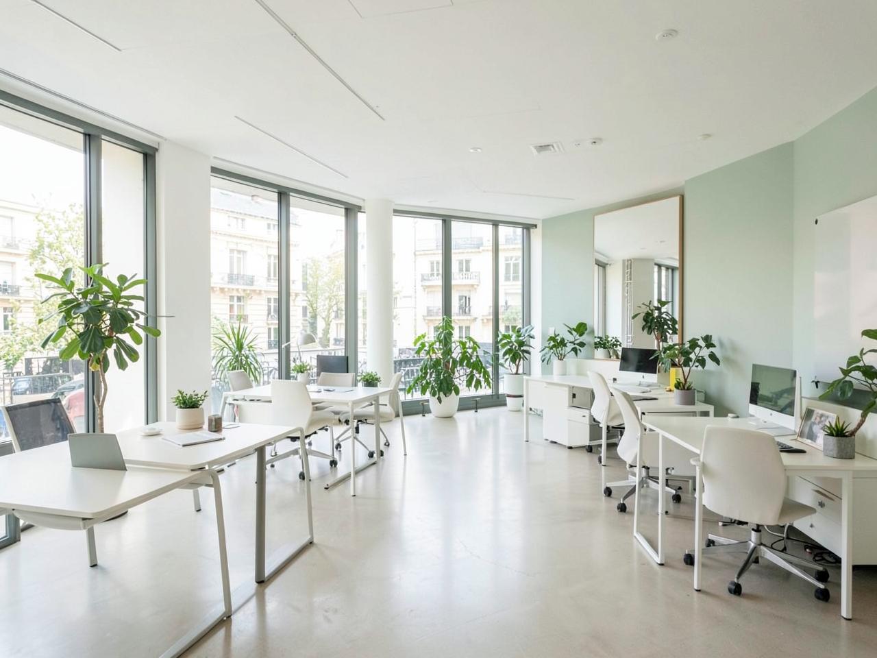 Bureau lumineux et moderne prêt à accueillir du personnel